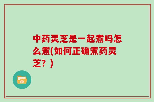 灵芝是一起煮吗怎么煮(如何正确煮药灵芝？)