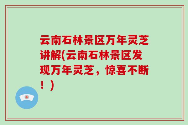 云南石林景区万年灵芝讲解(云南石林景区发现万年灵芝，惊喜不断！)