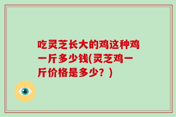 吃灵芝长大的鸡这种鸡一斤多少钱(灵芝鸡一斤价格是多少？)
