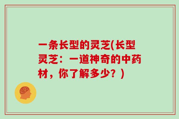 一条长型的灵芝(长型灵芝:一道神奇的材,你了解多少?) 一条长型的灵芝(长型灵芝:一道神奇的材,你了解多少?)