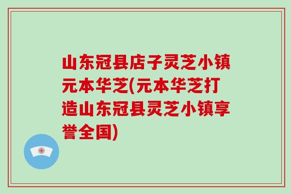 山东冠县店子灵芝小镇元本华芝(元本华芝打造山东冠县灵芝小镇享誉全国)