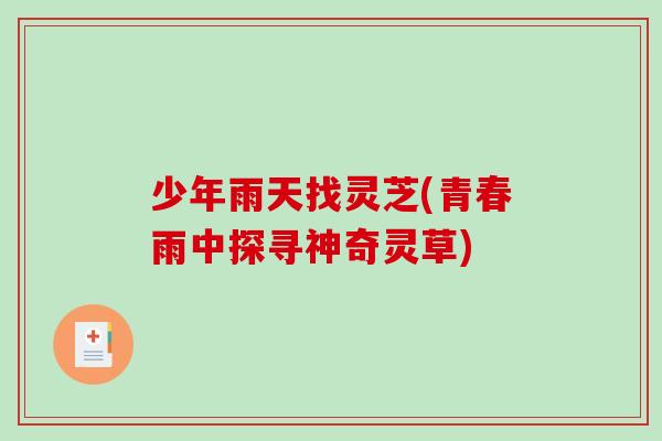 少年雨天找灵芝(青春雨中探寻神奇灵草)