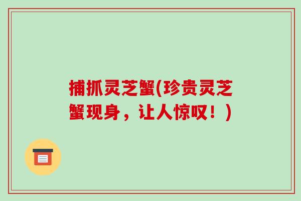 捕抓灵芝蟹(珍贵灵芝蟹现身，让人惊叹！)