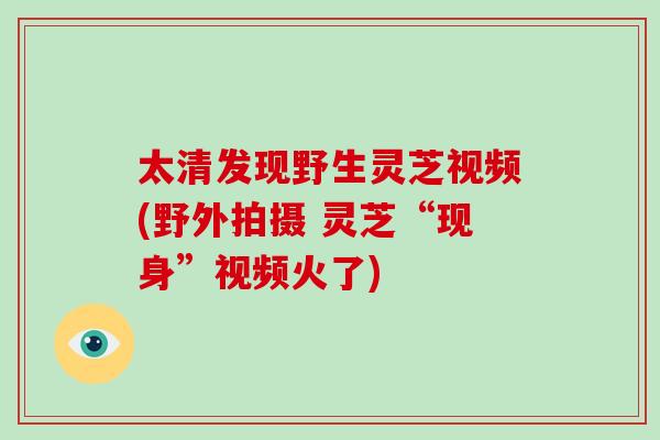太清发现野生灵芝视频(野外拍摄 灵芝“现身”视频火了)