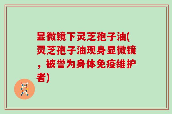 显微镜下灵芝孢子油(灵芝孢子油现身显微镜,被誉为身体免疫维护者) 显微镜下灵芝孢子油(灵芝孢子油现身显微镜,被誉为身体免疫维护者)