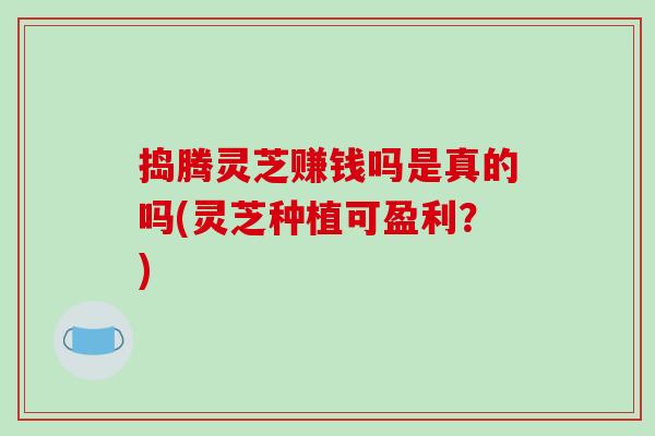 捣腾灵芝赚钱吗是真的吗(灵芝种植可盈利？)