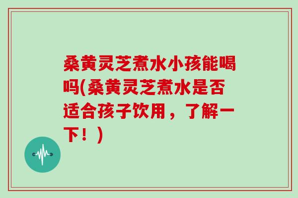 桑黄灵芝煮水小孩能喝吗(桑黄灵芝煮水是否适合孩子饮用，了解一下！)