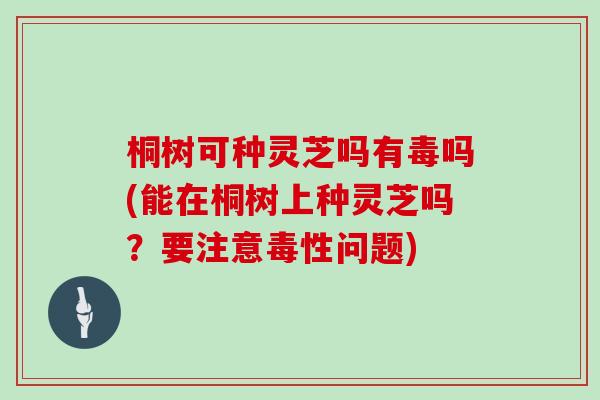 桐树可种灵芝吗有毒吗(能在桐树上种灵芝吗？要注意毒性问题)