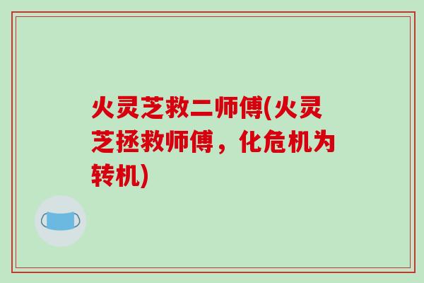 火灵芝救二师傅(火灵芝拯救师傅，化危机为转机)
