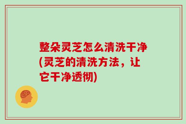 整朵灵芝怎么清洗干净(灵芝的清洗方法，让它干净透彻)