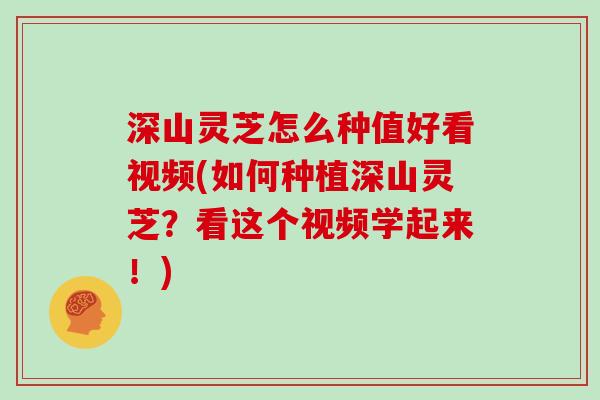 深山灵芝怎么种值好看视频(如何种植深山灵芝？看这个视频学起来！)