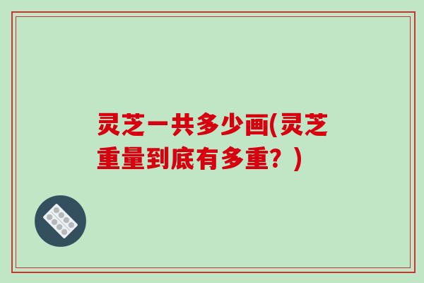 灵芝一共多少画(灵芝重量到底有多重？)