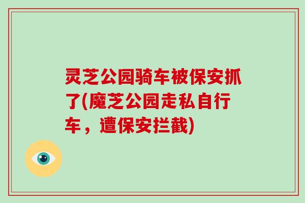 灵芝公园骑车被保安抓了(魔芝公园走私自行车，遭保安拦截)