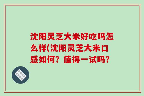 沈阳灵芝大米好吃吗怎么样(沈阳灵芝大米口感如何？值得一试吗？