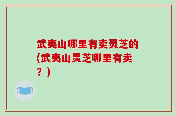 武夷山哪里有卖灵芝的(武夷山灵芝哪里有卖？)