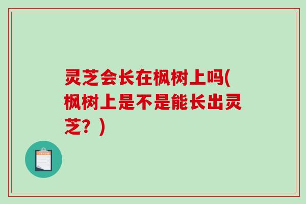 灵芝会长在枫树上吗(枫树上是不是能长出灵芝？)