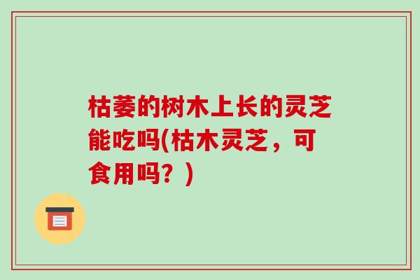 枯萎的树木上长的灵芝能吃吗(枯木灵芝，可食用吗？)