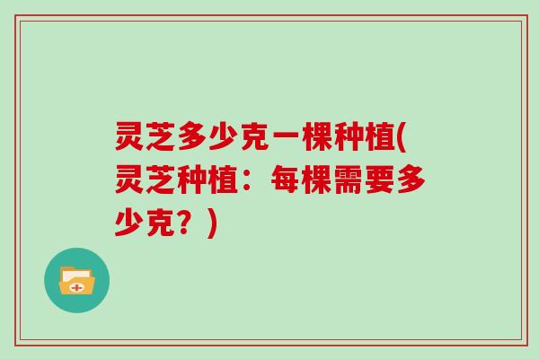 灵芝多少克一棵种植(灵芝种植：每棵需要多少克？)