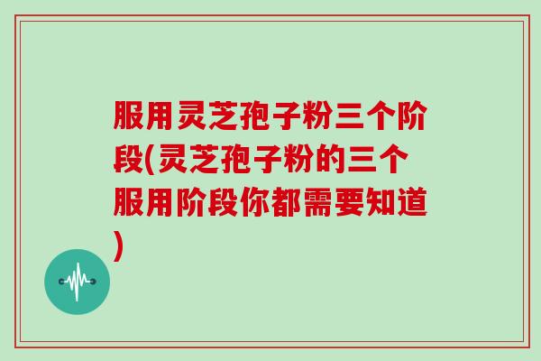 服用灵芝孢子粉三个阶段(灵芝孢子粉的三个服用阶段你都需要知道)
