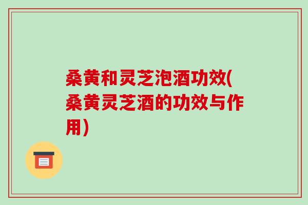 桑黄和灵芝泡酒功效(桑黄灵芝酒的功效与作用)