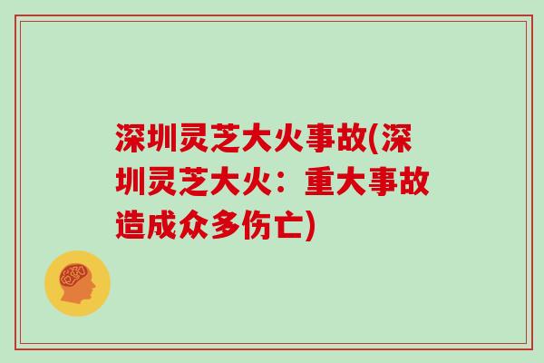 深圳灵芝大火事故(深圳灵芝大火：重大事故造成众多伤亡)