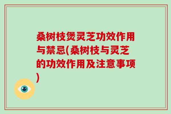 桑树枝煲灵芝功效作用与禁忌(桑树枝与灵芝的功效作用及注意事项)