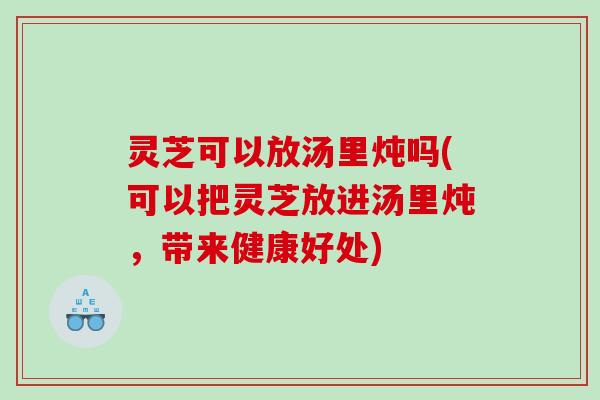 灵芝可以放汤里炖吗(可以把灵芝放进汤里炖，带来健康好处)