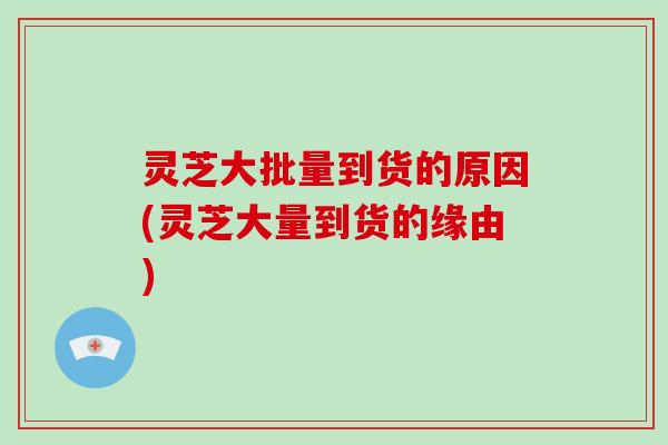 灵芝大批量到货的原因(灵芝大量到货的缘由)