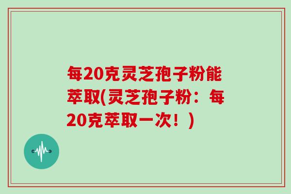 每20克灵芝孢子粉能萃取(灵芝孢子粉：每20克萃取一次！)