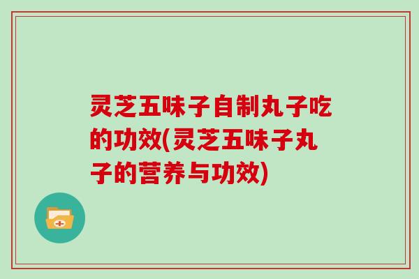 灵芝五味子自制丸子吃的功效(灵芝五味子丸子的营养与功效)