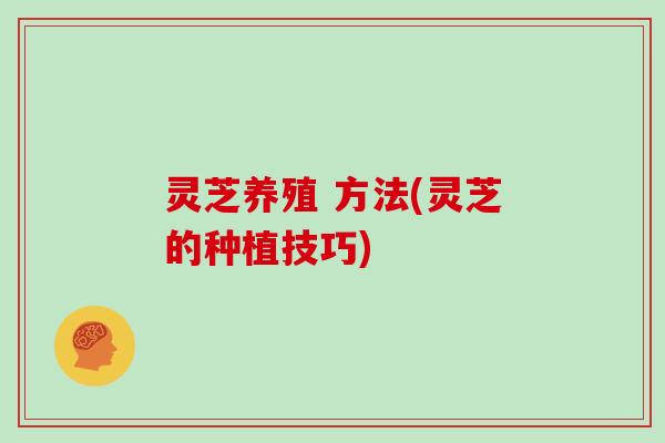 灵芝养殖 方法(灵芝的种植技巧)