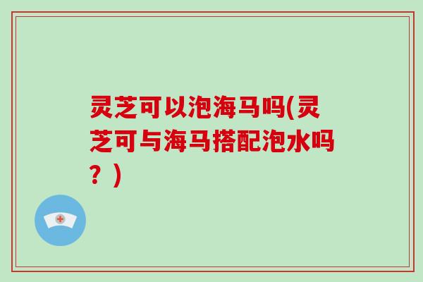 灵芝可以泡海马吗(灵芝可与海马搭配泡水吗？)