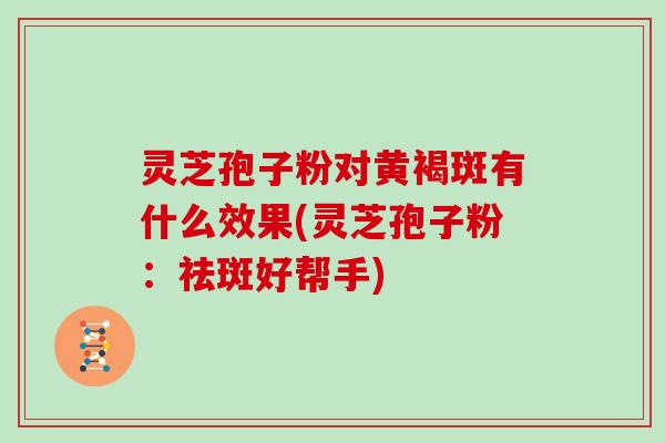 灵芝孢子粉对黄褐斑有什么效果(灵芝孢子粉：祛斑好帮手)
