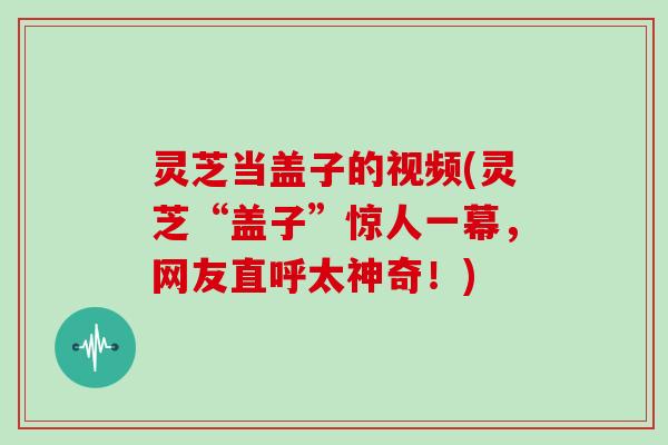 灵芝当盖子的视频(灵芝“盖子”惊人一幕，网友直呼太神奇！)