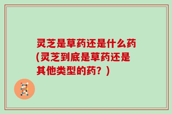 灵芝是草药还是什么药(灵芝到底是草药还是其他类型的药？)