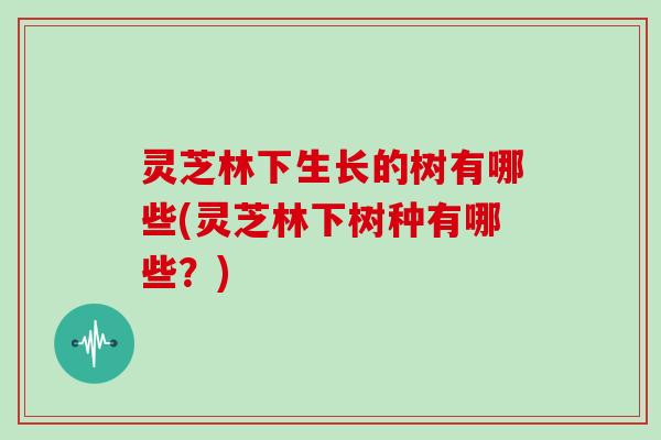 灵芝林下生长的树有哪些(灵芝林下树种有哪些？)