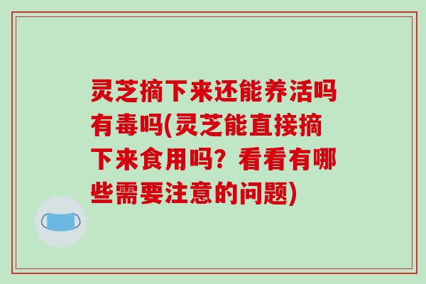 灵芝摘下来还能养活吗有毒吗(灵芝能直接摘下来食用吗？看看有哪些需要注意的问题)