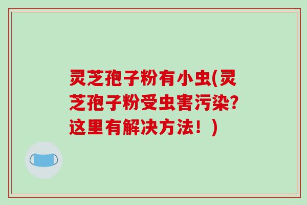 灵芝孢子粉有小虫(灵芝孢子粉受虫害污染？这里有解决方法！)