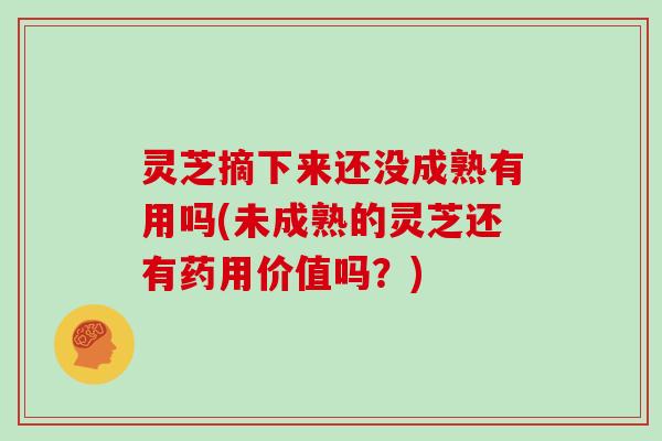 灵芝摘下来还没成熟有用吗(未成熟的灵芝还有药用价值吗？)
