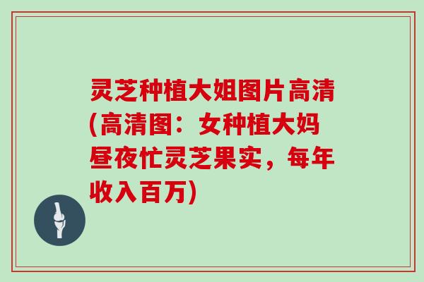 灵芝种植大姐图片高清(高清图：女种植大妈昼夜忙灵芝果实，每年收入百万)
