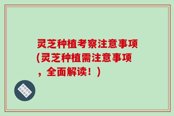 灵芝种植考察注意事项(灵芝种植需注意事项，全面解读！)