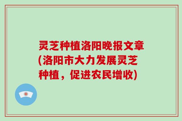 灵芝种植洛阳晚报文章(洛阳市大力发展灵芝种植，促进农民增收)