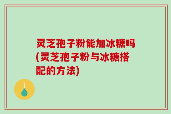 灵芝孢子粉能加冰糖吗(灵芝孢子粉与冰糖搭配的方法)