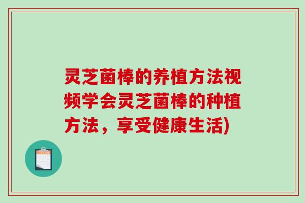 灵芝菌棒的养植方法视频学会灵芝菌棒的种植方法，享受健康生活)