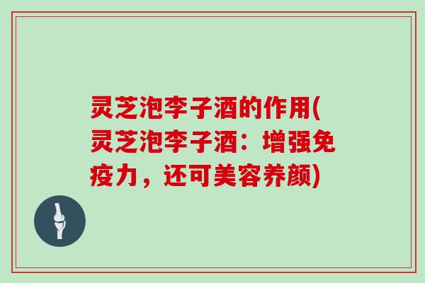 灵芝泡李子酒的作用(灵芝泡李子酒：增强免疫力，还可美容养颜)