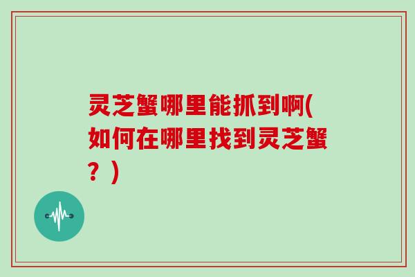 灵芝蟹哪里能抓到啊(如何在哪里找到灵芝蟹？)