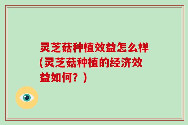 灵芝菇种植效益怎么样(灵芝菇种植的经济效益如何？)