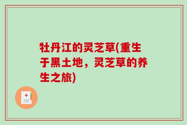 牡丹江的灵芝草(重生于黑土地，灵芝草的养生之旅)