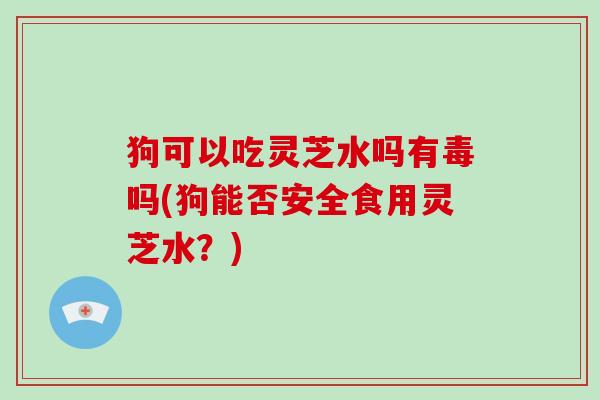 狗可以吃灵芝水吗有毒吗(狗能否安全食用灵芝水？)