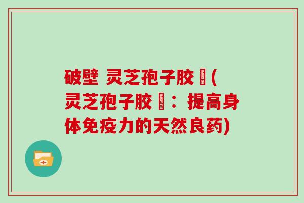 破壁 灵芝孢子胶堯(灵芝孢子胶堯：提高身体免疫力的天然良药)